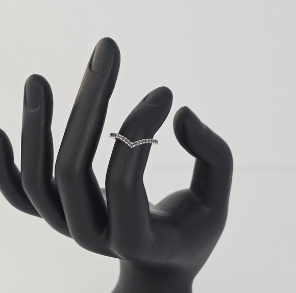 Pandora Sparkling Wishbone Ring – Sterling Silver with Blue Stones Size 3.75 - Picture 2 of 6